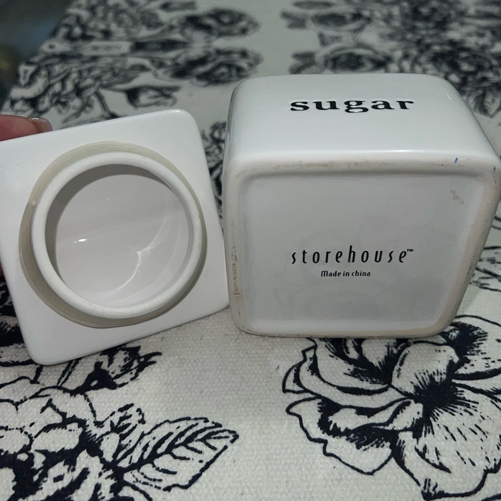 White Ceramic Sugar Container - Picture 3 of 6